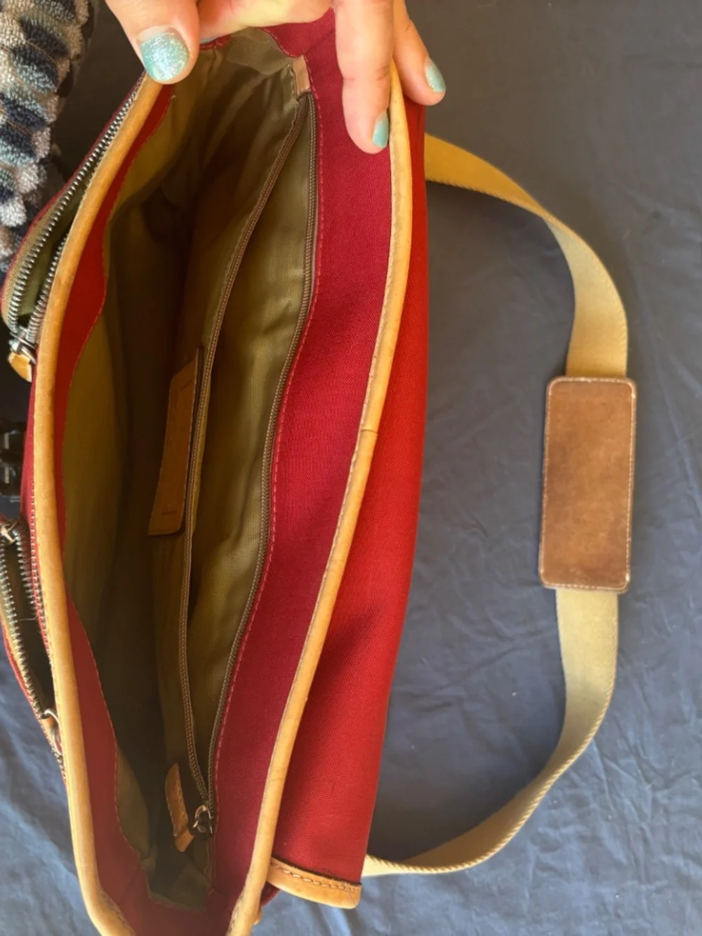 Coach Transatlantic Messenger and Commuter Bag- red canvas with tan leather